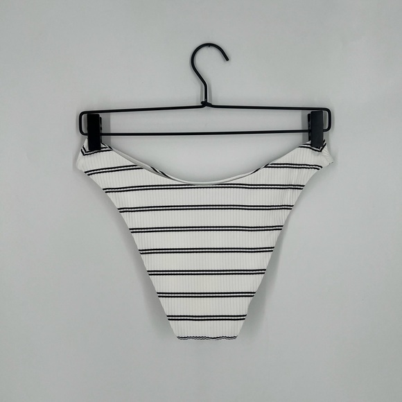 Madewell Carp Stripe Ribbed Bikini Bottoms In Double Stripe Lighthouse - Picture 5 of 5